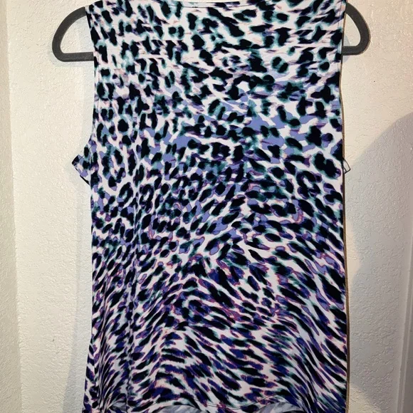 Calvin Klein Sleeveless Cowl Neck Top - Blue, Purple & Black - Picture 2 of 4